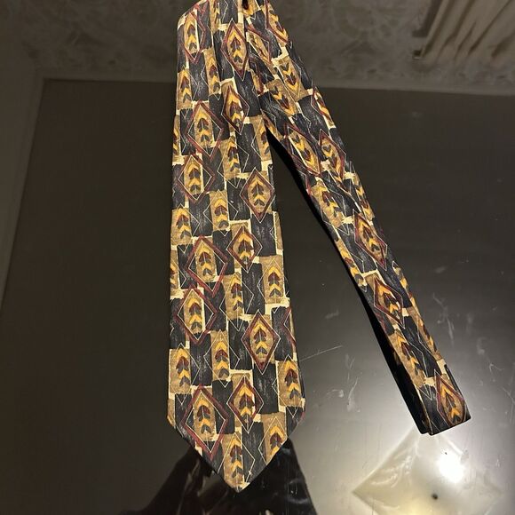 Ermenegildo Zegna Tie Retro Geometric Vintage 100% Silk 58" Made in Italy - Picture 3 of 5